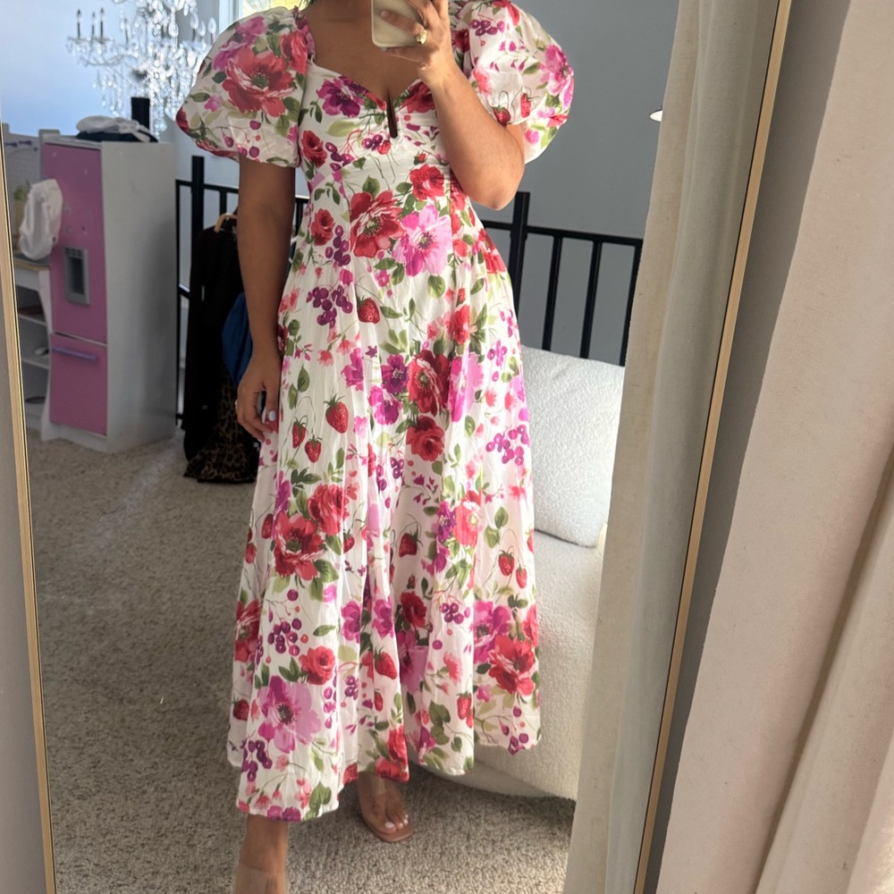 Floral Puff Sleeve Maxi Dress